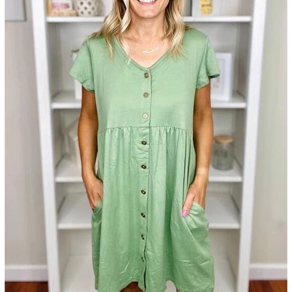 LuLaRoe Green Mini Dress - Picture 1 of 8